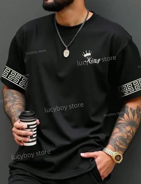 New King pattern Print Men T-Shirt Man Short Sleeves football T-Shirt Vintage Plus Size Sport Daily Tees Men Clothing - Aliexpress - FashionsVida