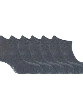Pack de 6 pares de calcetines en algodón de hombre Basix tobilleros lisos en color gris - Punto Blanco - FashionsVida