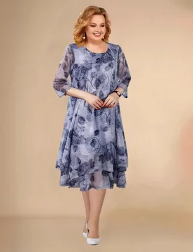 Summer Fashion Round Neck Dress With Mesh Sleeves And Three Quarter Sleeves, Casual Plus Size Women's Printed Dress 2025 - Aliexpress - FashionsVida