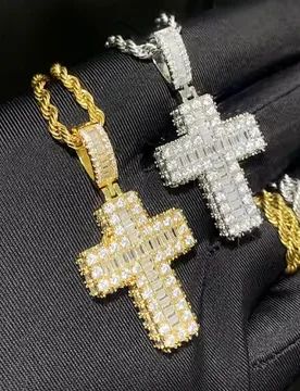 New Sparkling CZ Cross Pendant Necklace Iced Out Bling Cubic Zirconia Paved Charm for Women Men Jewelry - Aliexpress - FashionsVida