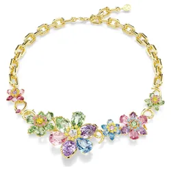 Collana Idyllia, Taglio misto, Fiore, Multicolore, Finitura oro 18K OS