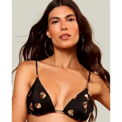 Top de bikini triángulo estampado con relleno