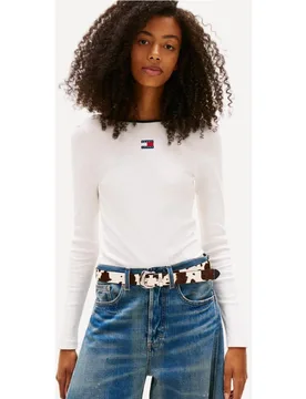 Camiseta de mujer slim fit de manga larga y espalda abierta - Tommy Jeans - FashionsVida