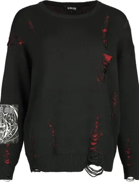 Gothic Strickpullover - Eternal Allure - S bis XXL - für Damen - Größe XXL - schwarz/rot - Frauen - female - Gothicana by EMP - FashionsVida