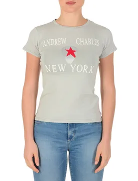 Womens T-Shirt Ts501 03 1002 Tarana Light Grey Cotton - Size X-Large - Andrew Charles By Andy Hilfiger - FashionsVida