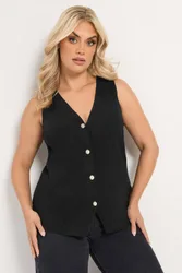 Women's Knitted Waistcoat in Black Size: 22-24 - Black - Size: 22-24