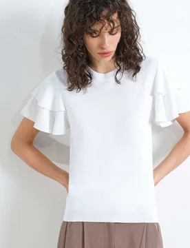 Textured Crew Neck Top White female - French connection - FashionsVida