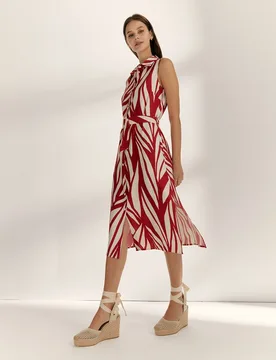 Vestido midi camisero estampado sin mangas - Paz Torras - FashionsVida