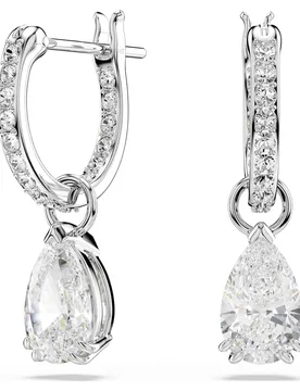 Orecchini pendenti Stilla, Taglio Pear, Taglio Round, Bianchi, Placcato rodio OS - Swarovski - FashionsVida
