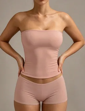 Camiseta básica sexy sin tirantes, top tubo elástico de unicolor a la moda, adecuado para mujeres en todas las estaciones, casual de verano, minimal - Shein - FashionsVida