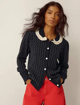 Collared Cardigan Navy Mix female - Monsoon - FashionsVida