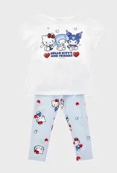 Completo hello kitty bambina bianco-celeste