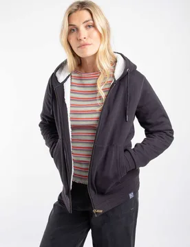 Women's Sevanna Borg Lined Jersey Hoodie in Midnight Size: 8 - Midnight - Size: 8 - Weird Fish - FashionsVida
