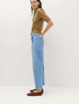 Cotton Rich High Waisted Carrot Leg Jeans Light Indigo female - M&S - FashionsVida
