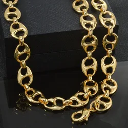 Pig Nose 18k Gold Plated Necklace And Bracelet Set Dubai 2pcs Jewelry Set Copper Neck Chain Bracelet Hip-hop Accessories Gifts