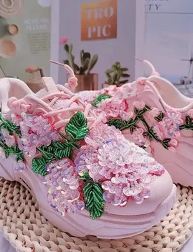 Sweet Cute Pink Women's Sports Shoes Designer Applique Embroidery Luxury Platform Shoes Lightweight Comfortable Girls Sneaker - Aliexpress - FashionsVida