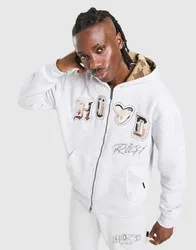 Mens Camo Iron Full Zip Hoodie - Grigio, grigio grigio Uomo taglia M