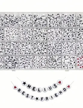Juego de 1400 piezas de cuentas con letras, kit de 28 estilos para hacer pulseras de amistad y joyería, cuentas con letras de colores mixtos, cuentas - Shein - FashionsVida