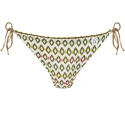 Braga de bikini atada con lazo a los lados y estampado con lurex