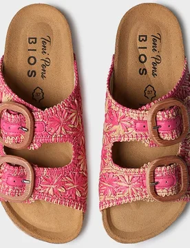 Sandalias planas de mujer de rafia con hebillas - Toni Pons - FashionsVida