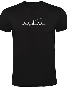 Fishing Heartbeat Short Sleeve T-shirt Black M Men - Kruskis - FashionsVida