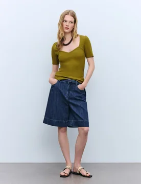 Bermuda vaquera de mujer con cinturón - Tintoretto - FashionsVida