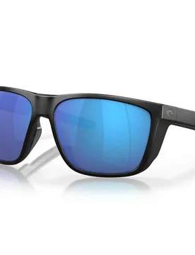 Ferg Xl Mirrored Polarized Sunglasses Matte Black Blue Mirror 580G/CAT3 Women - Costa - FashionsVida