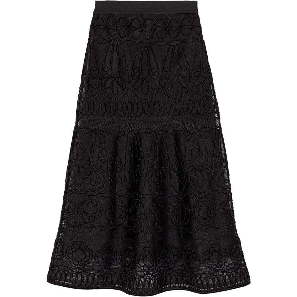 Falda larga acampanada de malla bordada - Maje - FashionsVida