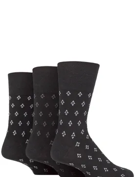 Mens 3 Pair Cotton Argyle Patterned and Striped Socks Triangle Repeat Black 6-11 Mens - Black - Size: 6-11 Mens - Gentle Grip - FashionsVida