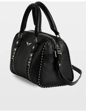 Zadig & Voltaire - Bolso de mano bowling pequeño de piel granulada con tachuelas - Zadig & Voltaire - FashionsVida