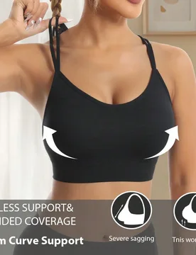 Pieza Sujetador deportivo sin costuras de unicolor y alta elasticidad con espalda cruzada para yoga, correr, gimnasio. Accesorio de yoga de unicolor e - Shein - FashionsVida