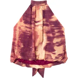 Blusa de mujer cuello halter y bajo abullonado