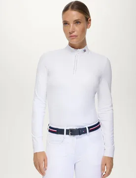 Damen Turniershirt MONICA Rhinestone optic white L - Tommy hilfiger - FashionsVida