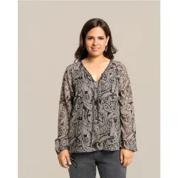 Blusa estampada con escote en pico