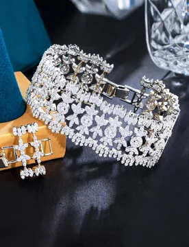 ThreeGraces Sparkly Cubic Zirconia Silver Color Luxury Big Wide Bridal Wedding Bracelet for Women 2023 New Fashion Jewelry BR283 - Aliexpress - FashionsVida