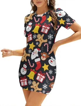 Cool Christmas Collage Short-Sleeved Dress dresses for prom sexy dress for women elegant dresses plus sizes Dress - Aliexpress - FashionsVida