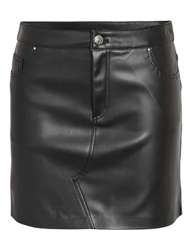 Kurzer Rock - NMKATE NW PU SKIRT NOOS - XS bis XL - für Damen - Größe XS - schwarz - Frauen - female - Noisy may - FashionsVida