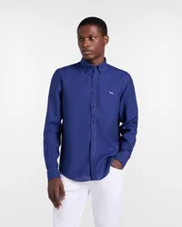 Harmont&blaine camicia in puro lino regular fit uomo blu notte