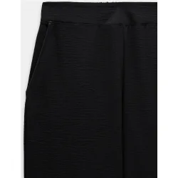 Pantalones rectos de mujer efecto arrugado con cintura elástica