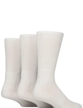 Mens 3 Pair Half Cushioned Bamboo Sports Socks White 7-11 Mens - White - Size: 7-11 Mens - Glenmuir - FashionsVida