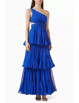 DRESS FORU Blue Elegant Evening Dresses Chiffon for Ankle-Length One-Shoulder Prom Dress Tiered Vestidos De Fiesta Customized - Aliexpress - FashionsVida