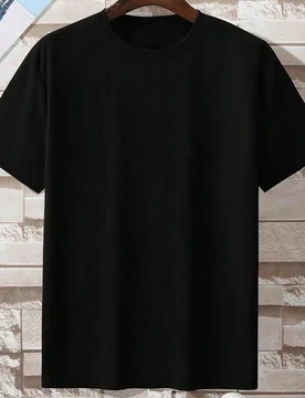 Camiseta de manga corta de cuello redondo de color negro liso para niños preadolescentes, top informal de verano 14Y - Shein - FashionsVida