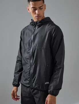 Mens Man Active Ripstop Shower Resist Windbreaker - Black - Size X-Small - boohooMAN - FashionsVida