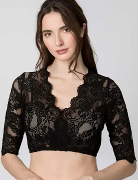 Dirndlbluse Alaya (schwarz, Gr. 32) von für Damen, Oberteile, 75% Polyamid, 20% Baumwolle, 5% Elastan - Stockerpoint - FashionsVida