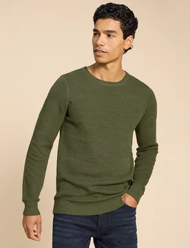 Organic Attadale Crew Neck Jumper - Khaki - White stuff - FashionsVida