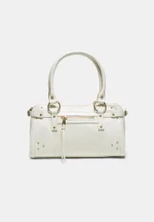 Schultertasche mit Nieten Ecru OS