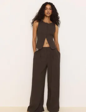 Weste mit Knöpfen Braun XS - Stradivarius - FashionsVida