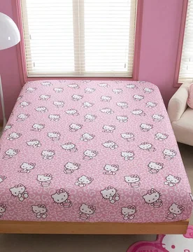 Sábana ajustada con patrón de dibujo animado de gatito para dormitorio 99*190 - Shein - FashionsVida