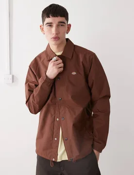 Mens Oakport Coach Jacket In Cappuccino Brown - Size Small - Dickies - FashionsVida