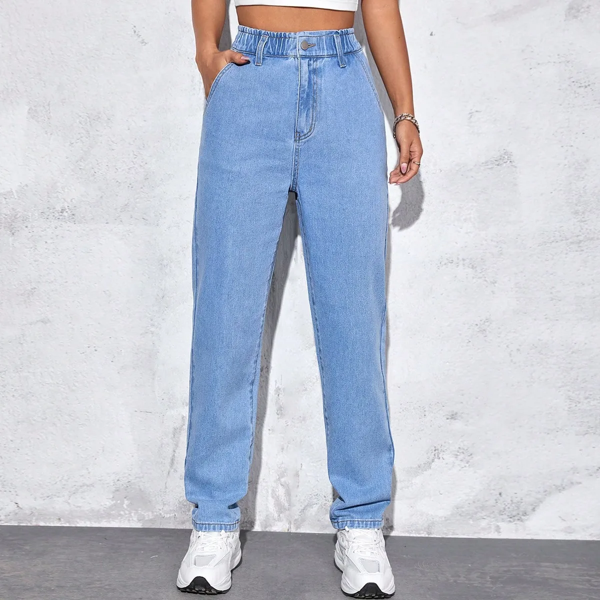 SHEIN Jeans de corte mamá L - Shein - FashionsVida